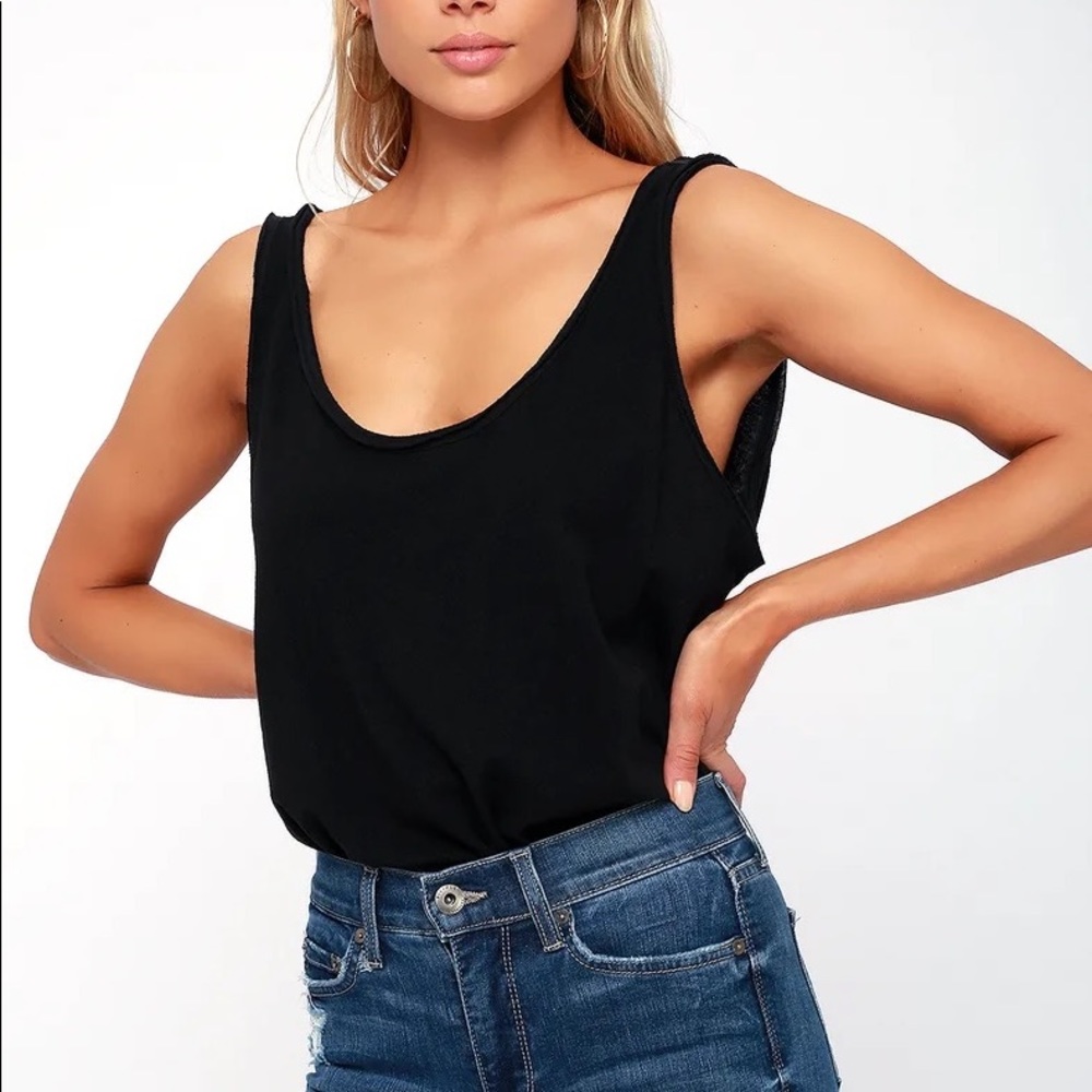 Free People Sydney Black Sleeveless Bodysuit